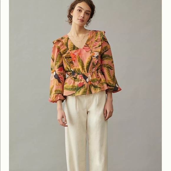 Anthropologie Farm Rio Yasmine ruffled blouse S - Picture 2 of 9